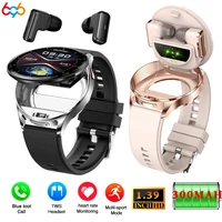 2 en 1 TWS auriculares reloj inteligente 1,39 ""hombres mujeres deporte Fitness ritmo cardíaco salud relojes auriculares reducción de ruido música Smartwatch