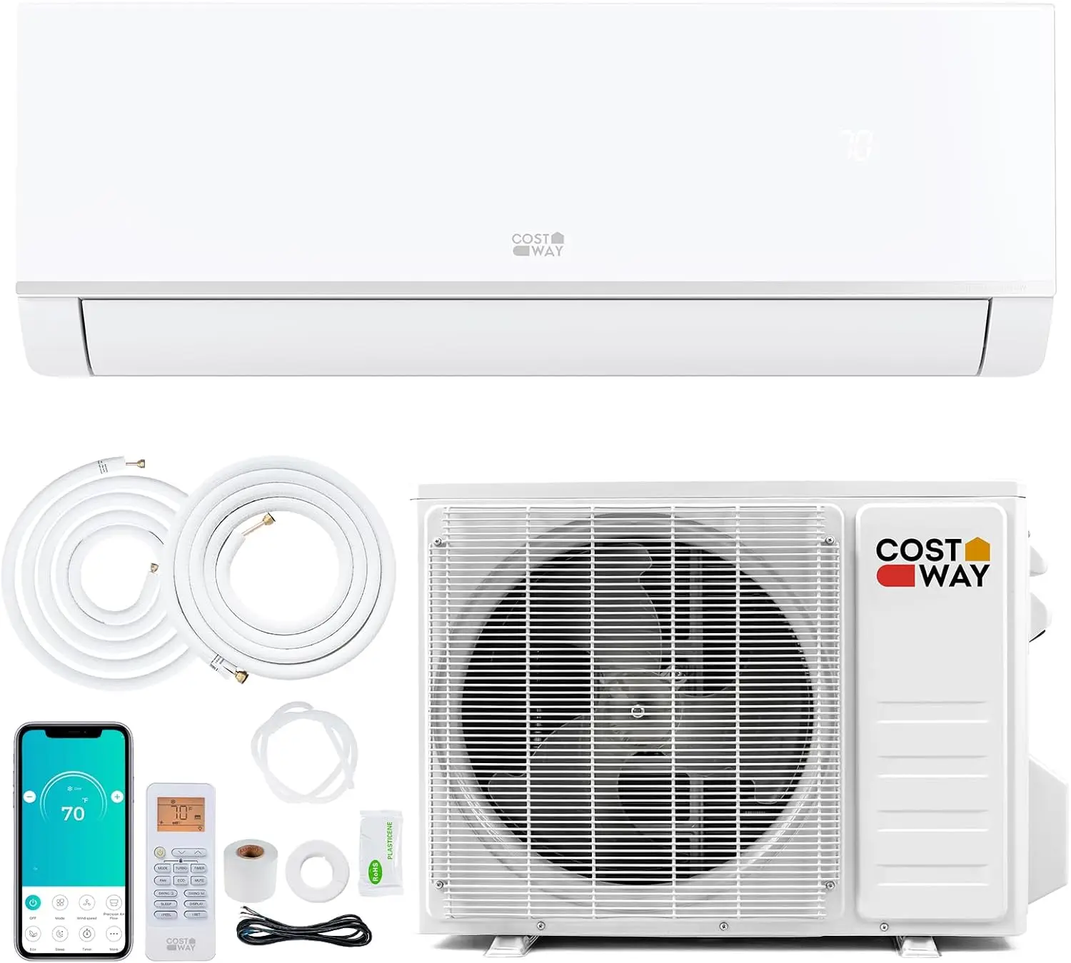 Mini Split Air Conditioning and Heating System, 20 SEER2, 12000 BTU, 115V