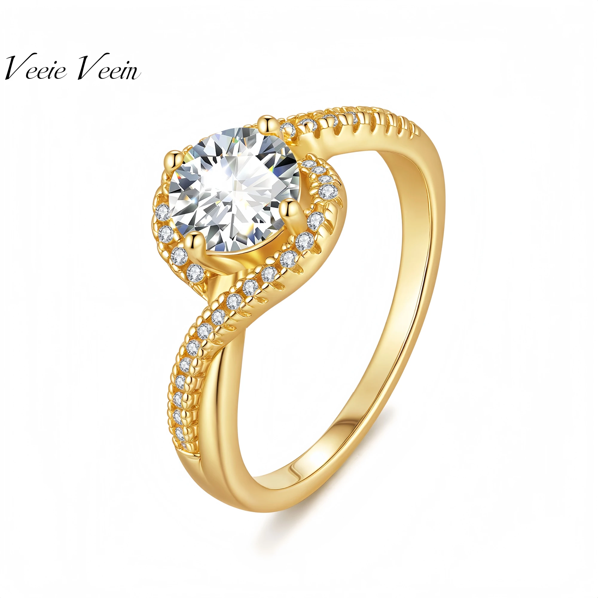 Veeie Veein العلامة التجارية الفاخرة مصمم موضة S925 فضة خاتم مويسانيتي GRA 1-قيراط خاتم الاتجاه خاتم #1