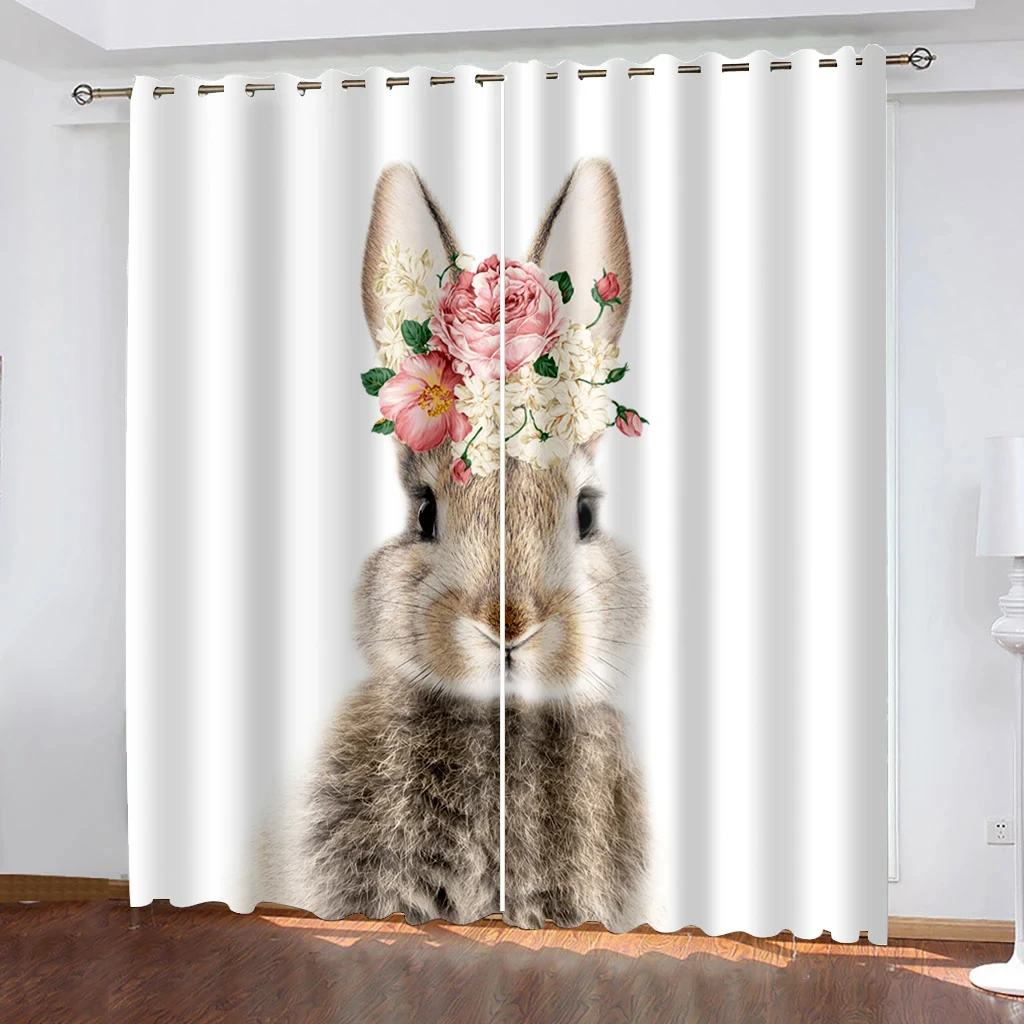 Easter Bunny Eggs Styles High Shading Curtains Variou Cartoon Styles and Colors Thick Blackout Drape Living Room Bedroom Curtain