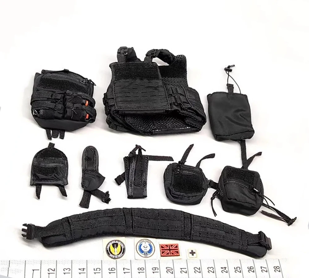 

VERYHOT M001 Модель игрушечной фигурки солдата 1/6: Черный нагрудный жилет, сумки, поясные аксессуары для 12-дюймовых фигурок