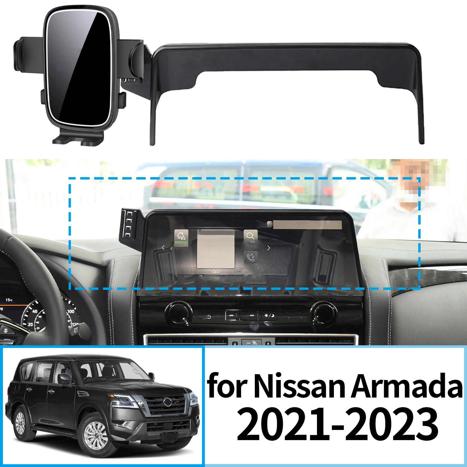 

fit for Nissan Armada Y62 2021 2022 2023 Stable Clip-On Phone Holder​​ Mount Screen Base No Vibration​ Car accessoires