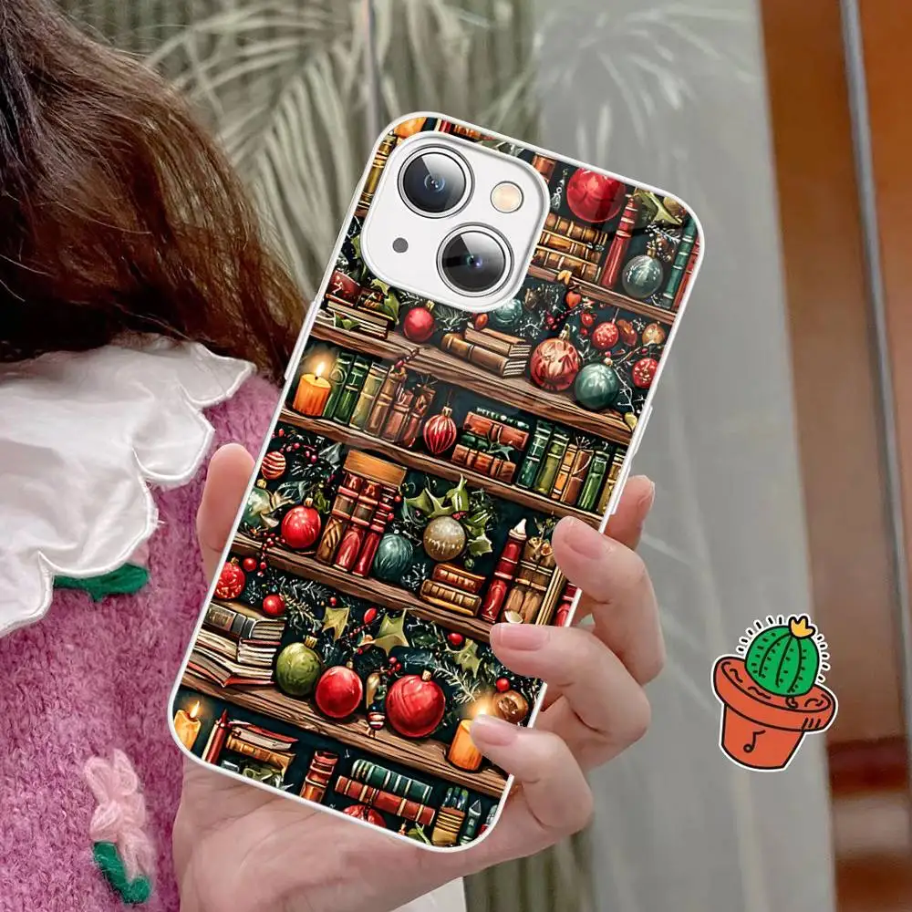 Étagère à livres en verre trempé à motif créatif, pour Iphone 14 13 12 11 Pro Mini XS MAX 14Plus X XS XR Fundas