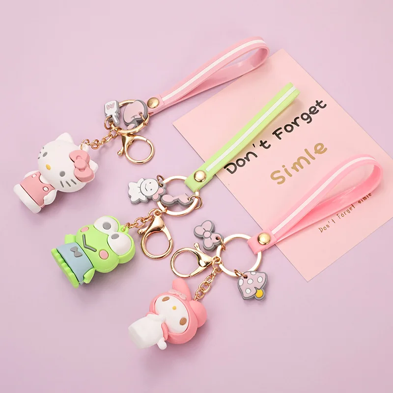 Kawaii Sanrio Accessories Anime Hello Kitty Keychain Kuromi Melody Cinnamonroll Keychain Pendant for Bag Cartoon Keyring Gifts