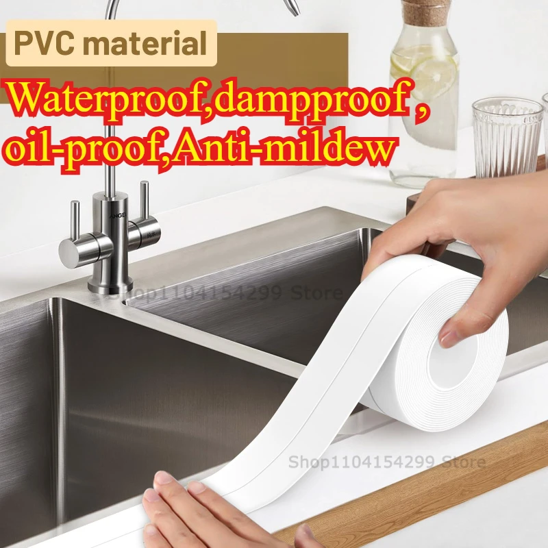 Sealing Tape Self-adhesive Waterproof Sealing Strip Bath Sealing Tape Waterproof Tape Flexible Bathroom Bathtub Gap Cover