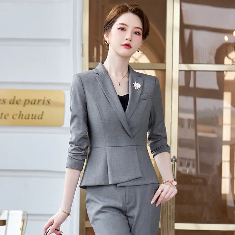 

Formal Professional Women Business Suits with Pants and Jackets Coat Blazers Pantsuits Trousers Set High Quality Fabric Uniforms