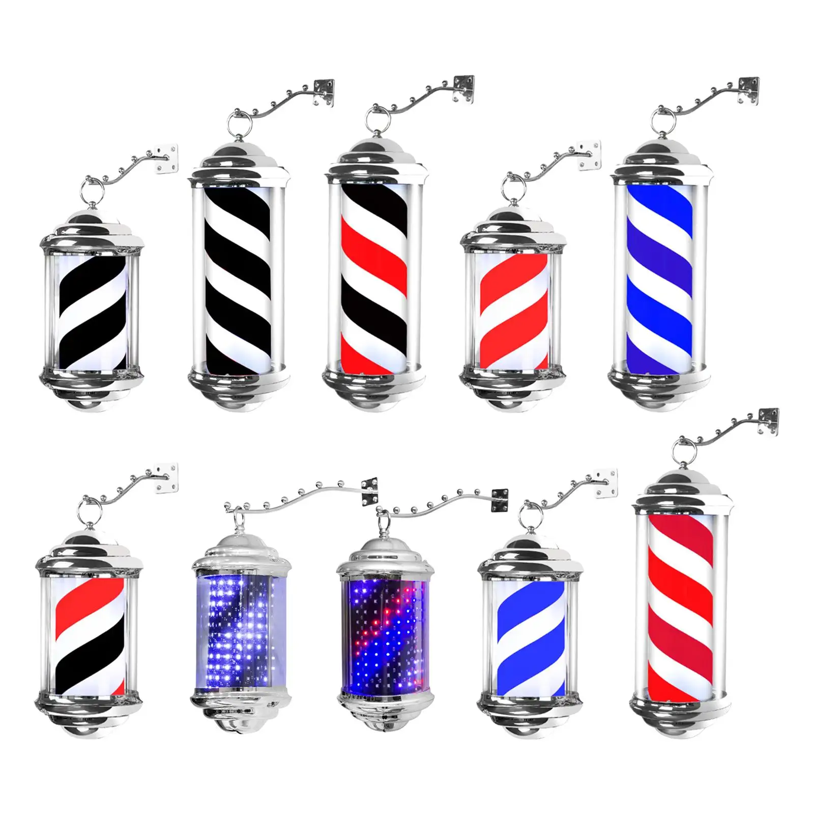 

Barber Pole Light Traditional Rainproof Save Energy Hair Salon Barbershop Rotating Light Barber Shop Pole LED Wall Mounted