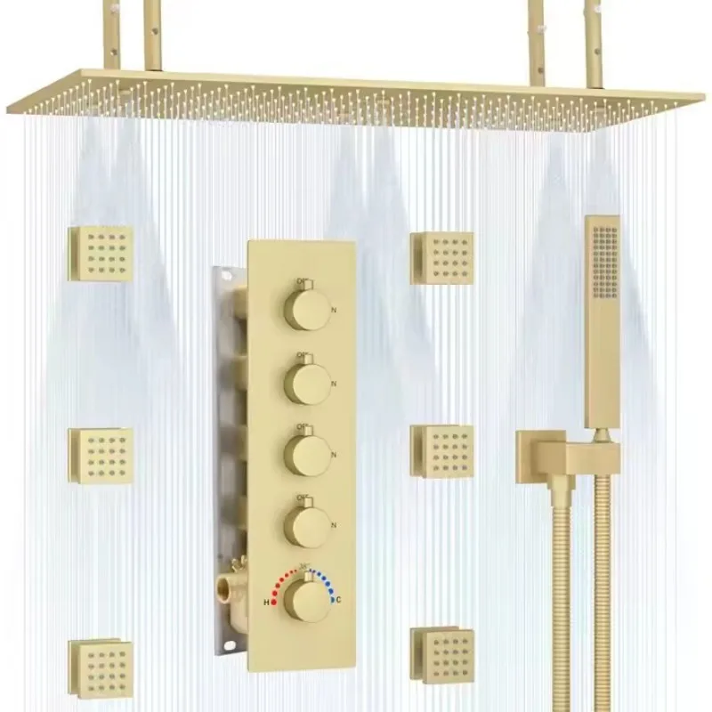 Ceiling concealed 800*400mm shower head built-in thermostatic shower shower set