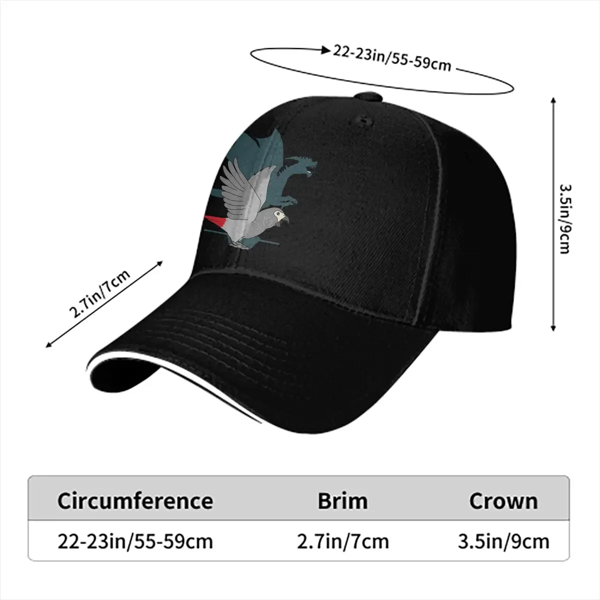 Pure Color Dad Hats African Grey Dragon Shadow Men's Hat Sun Visor Baseball Caps Parrot Birds Pet Peaked Cap