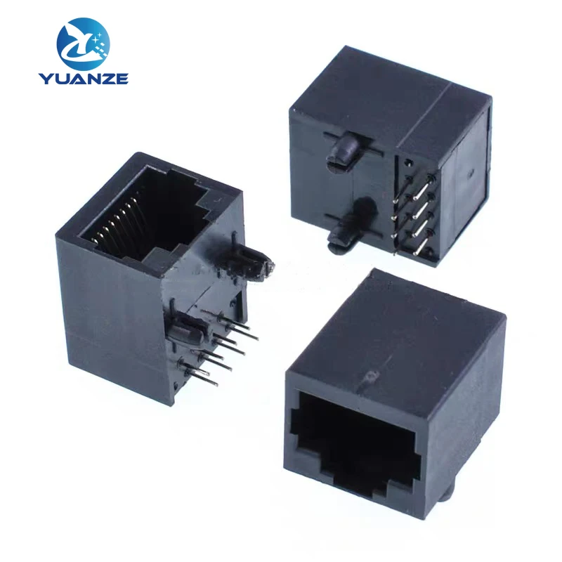 RJ45/18.3 Unlit Network Socket 8P8C PCB Horizontal Mounting Pin Unshielded Ethernet Interface 90 Degree Network Internet Module