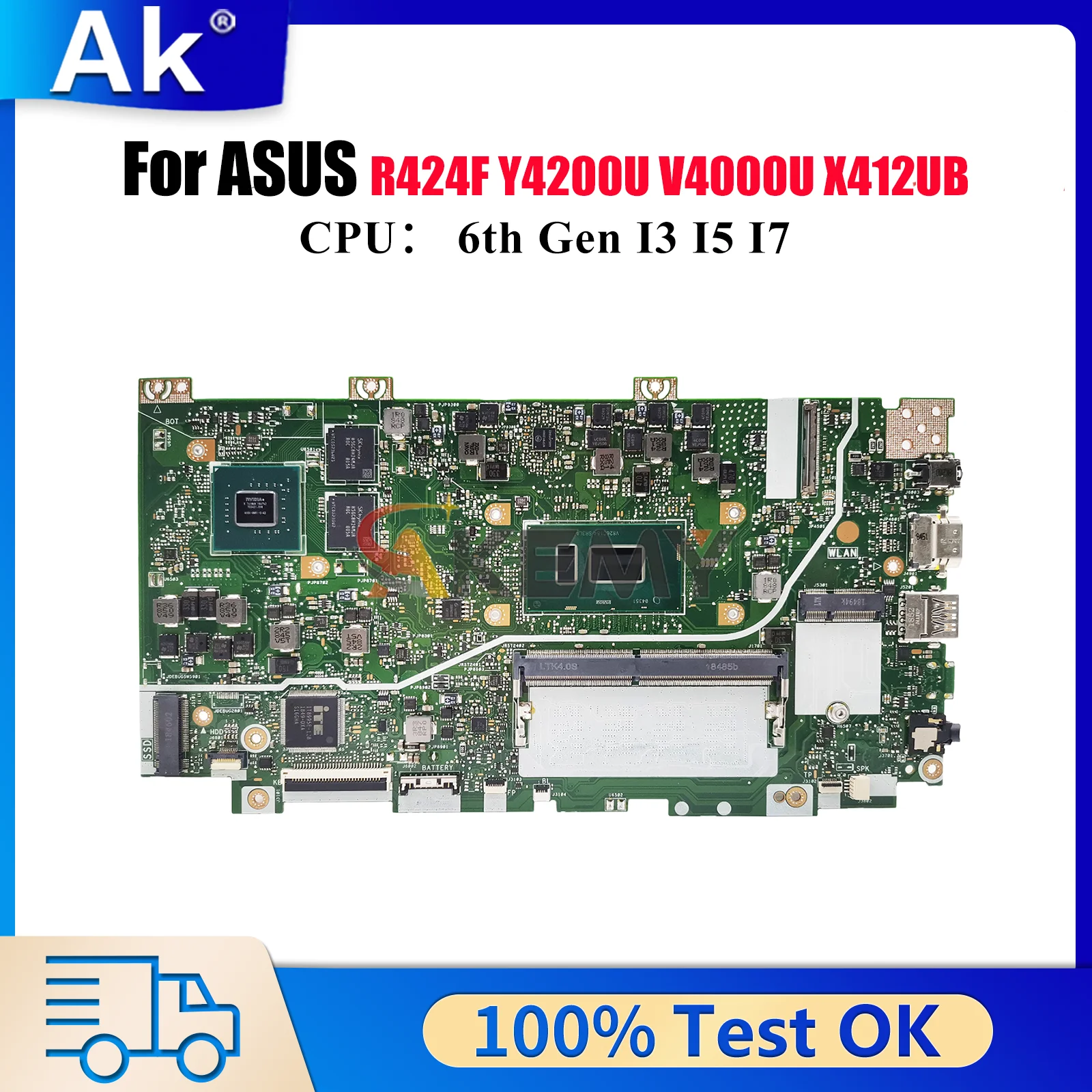 

Материнская плата для ноутбука X412UF для ASUS VivoBook X412UB V4000U X412UF X412U Y4200U R424F, материнская плата с процессором I3 I5 I7, тест ОК, быстрая доставка