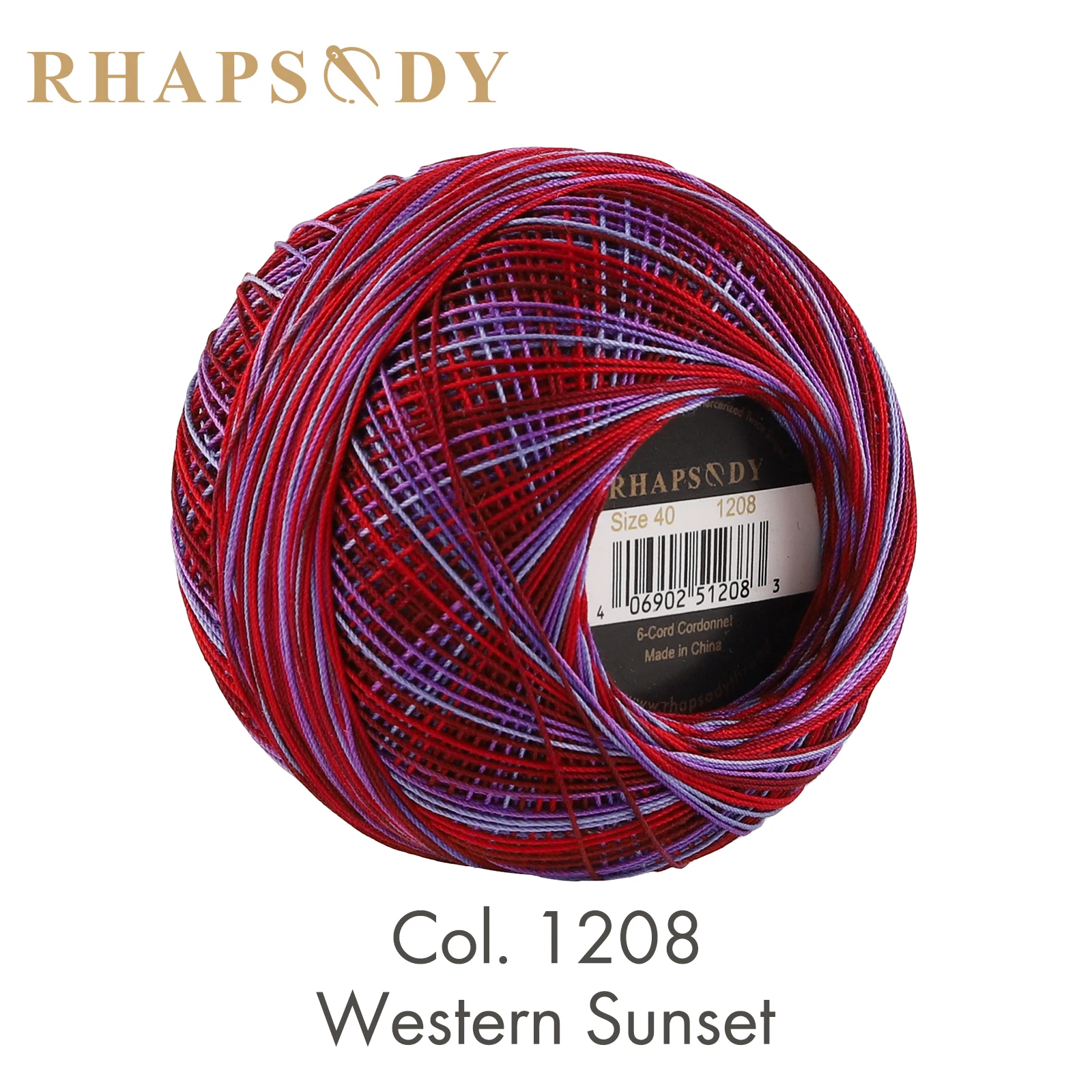 Rhapsody Premium Cotton Crochet Thread Size 40 for Tatting Needlepoint Knitting Bobbin Lace Quilting Sewing Mercerized 53Colors