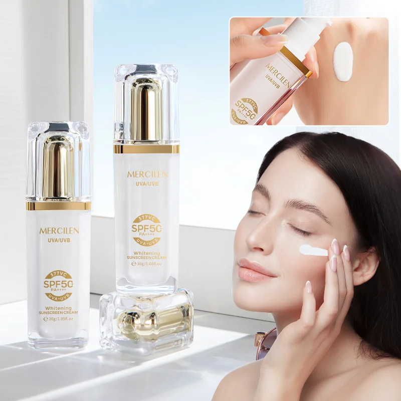 Mercilen Facial and Body Sunscreen 30g, Spf50+ Contains Niacinamide to Brighten Dull Skin, Even Out Skin Tone, Balance Oil Production, Is Waterproof and Sweat-Proof for the Whole Body, Suitable for Beach Sunbathing, and Is a Daily Travel Care Lotion for Both Men and Women