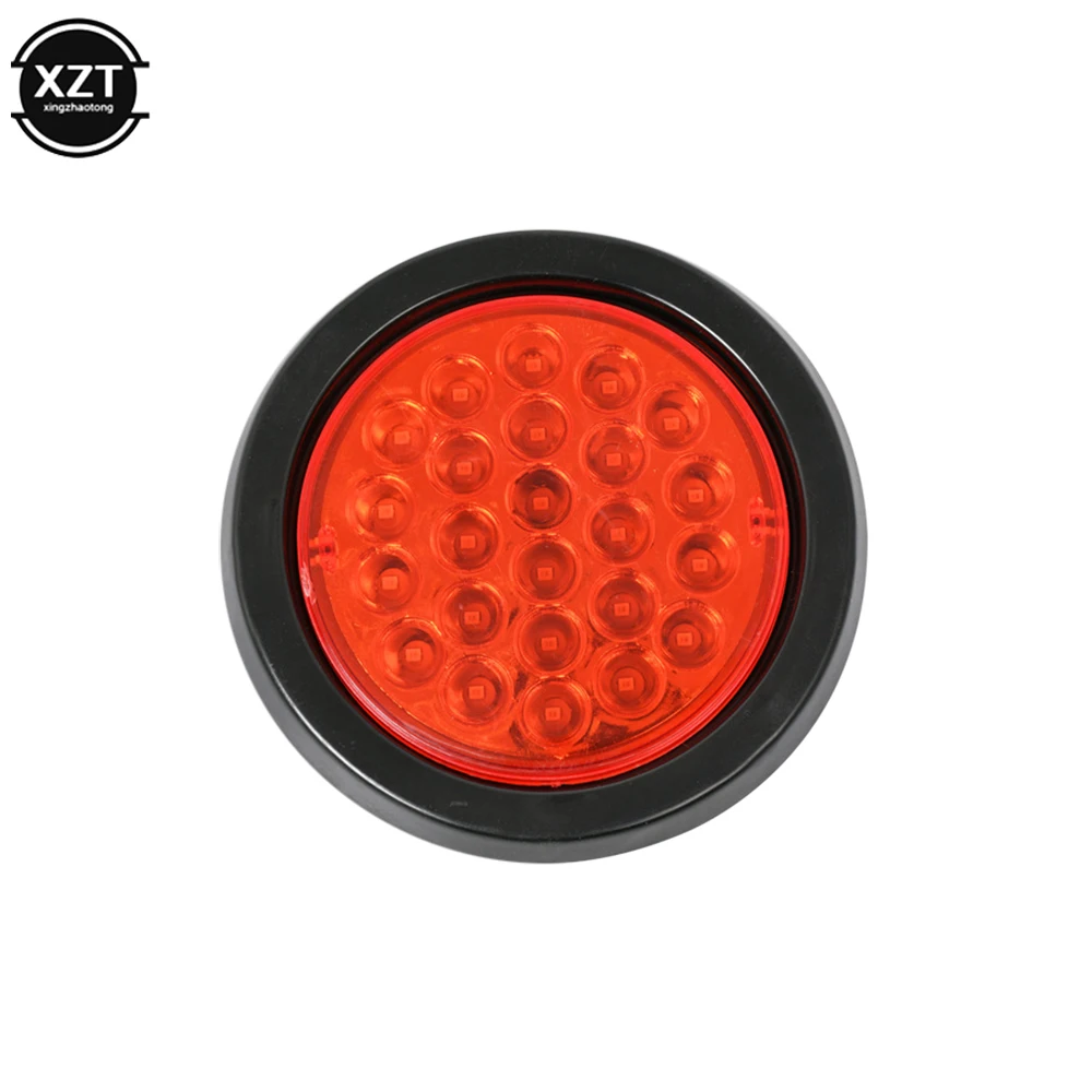 Indicator 1pcs 24V Rear Tail Brake Stop Marker  Car Truck Trailer Light 24 LEDS Round Reflector Warning Lights Red Yellow White