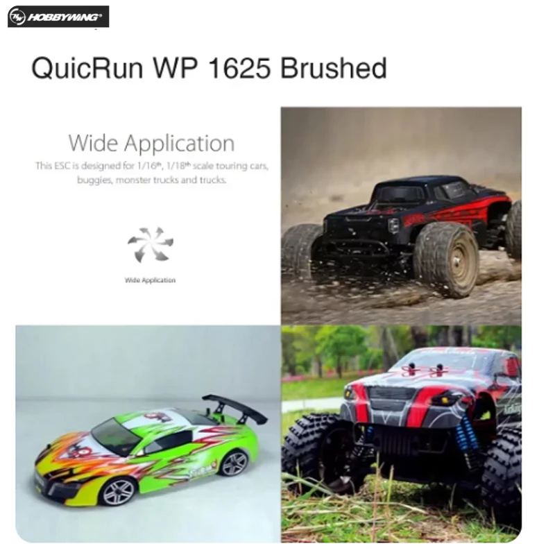 

HOBBYWING QuicRun 25A WP 1625 Waterproof Brushed ESC for 1/16 1/18 RC Touring Car Buggy Monster Truck Crawler 280 370 380 Motor