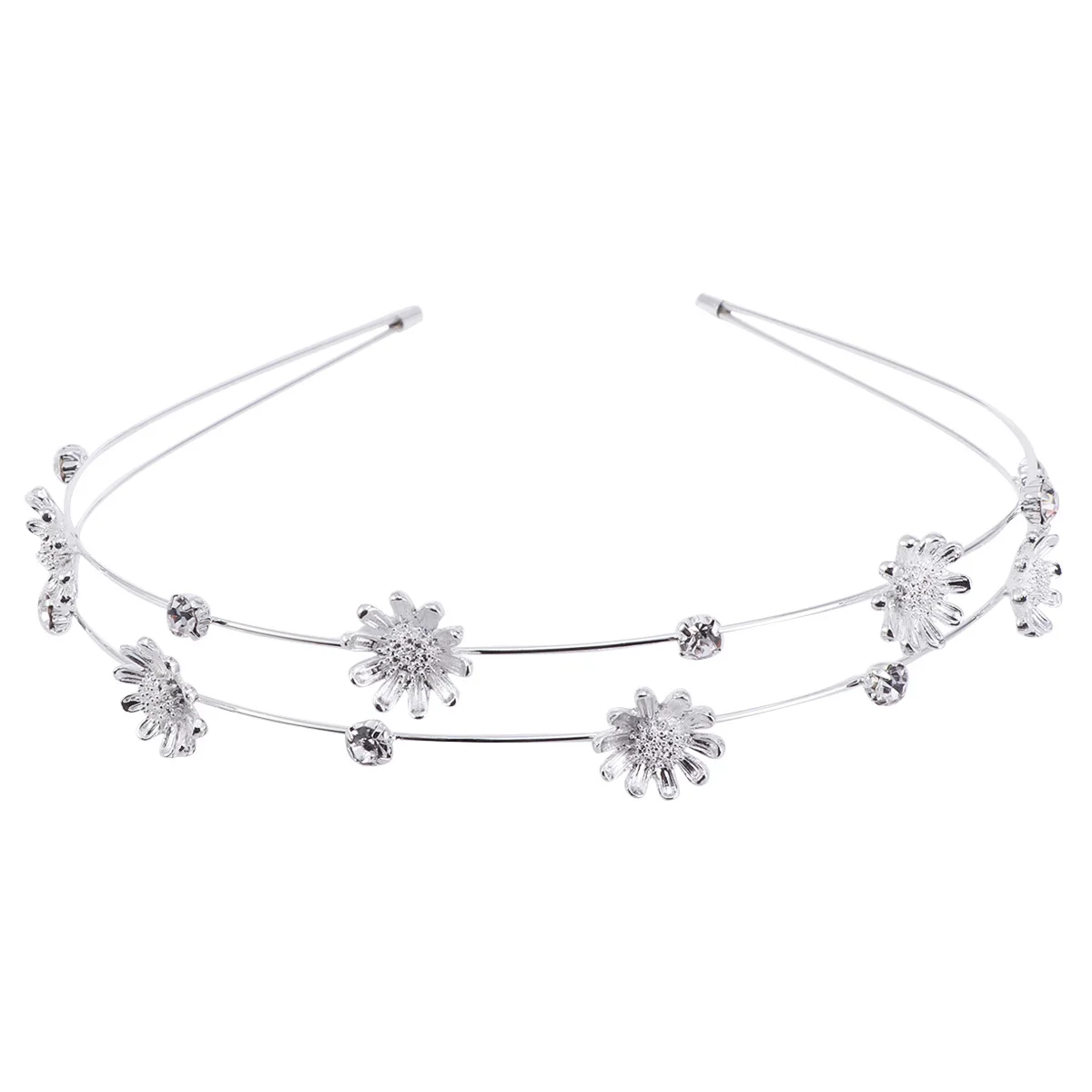 Rhinestone Headband Silver Plated Hair Band Bridal Wedding Accessories Sparkly Elegant Design for Women Women Hair Hoop