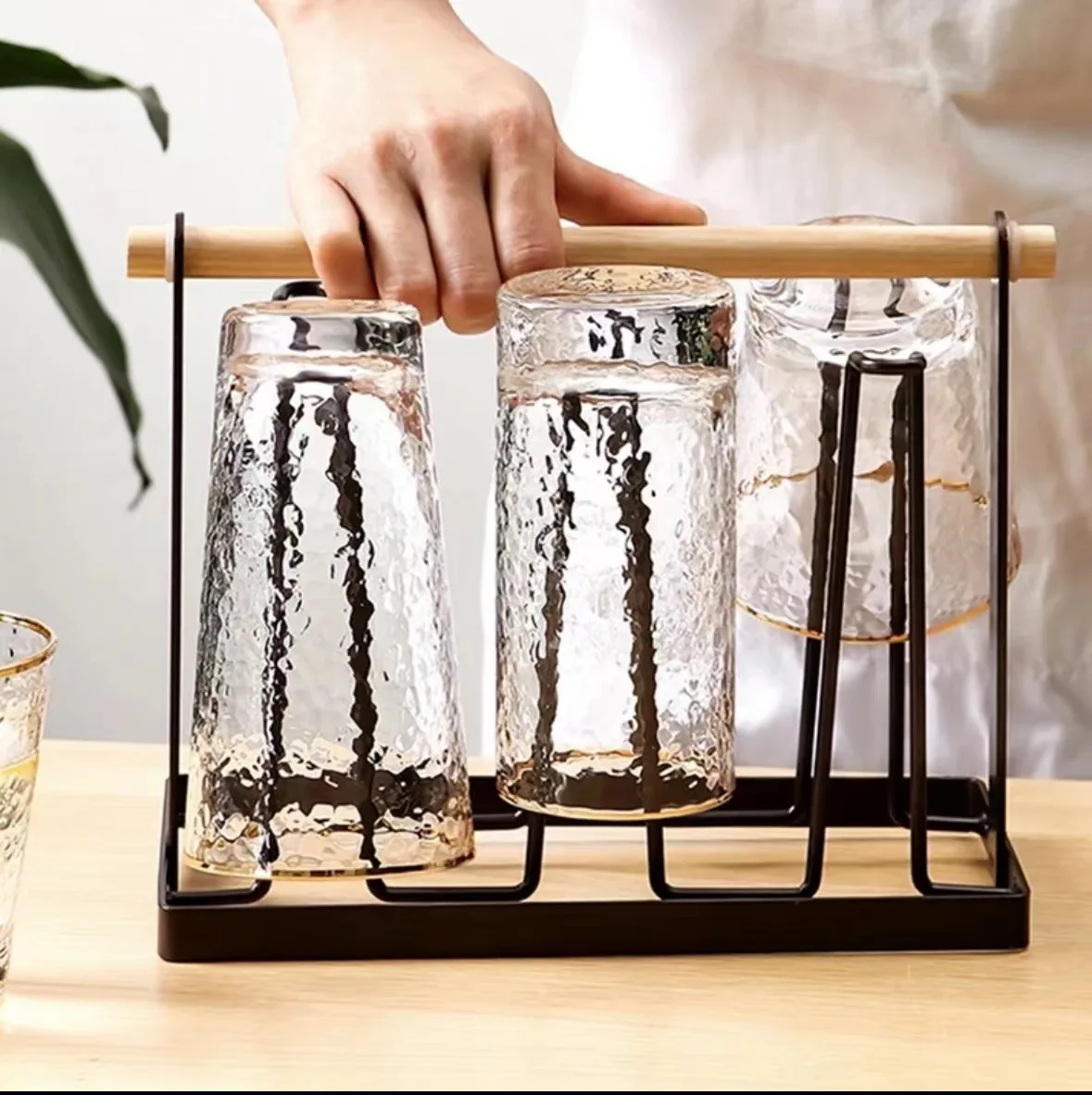 

Portable Iron Water Draining Rack, Glasses Organizer, Cup Shelf with Tray, Drying Rack, Kitchen Storage