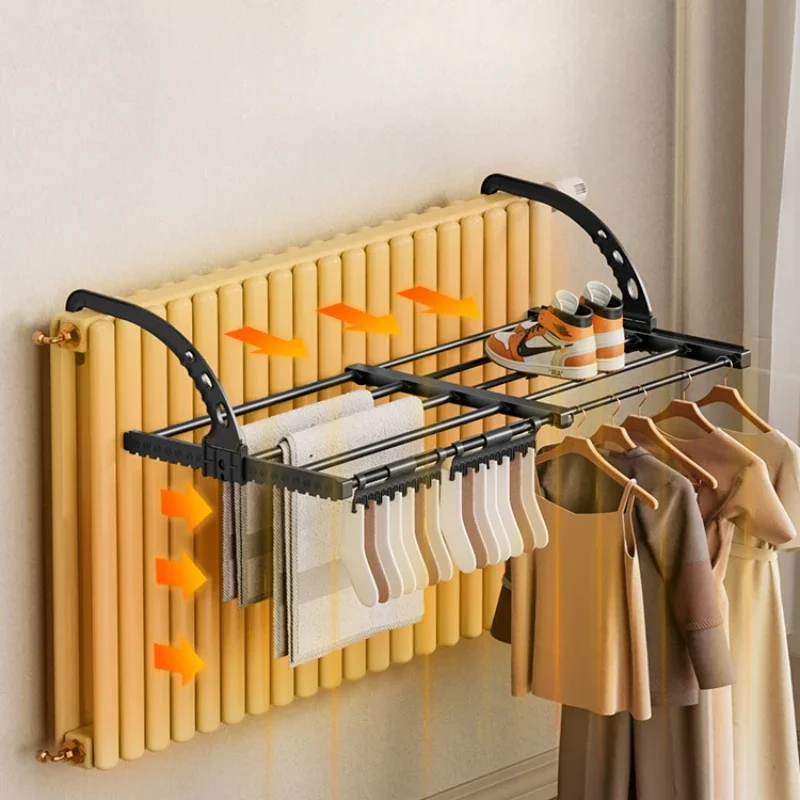 

Space-saving stainless steel hanger with folding design adjustable