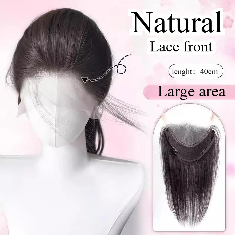 Peças de peruca superior para mulheres fechamento sintético casual levantamento de cabelo tecido à mão renda meio divisão franja para substituição de cabelo