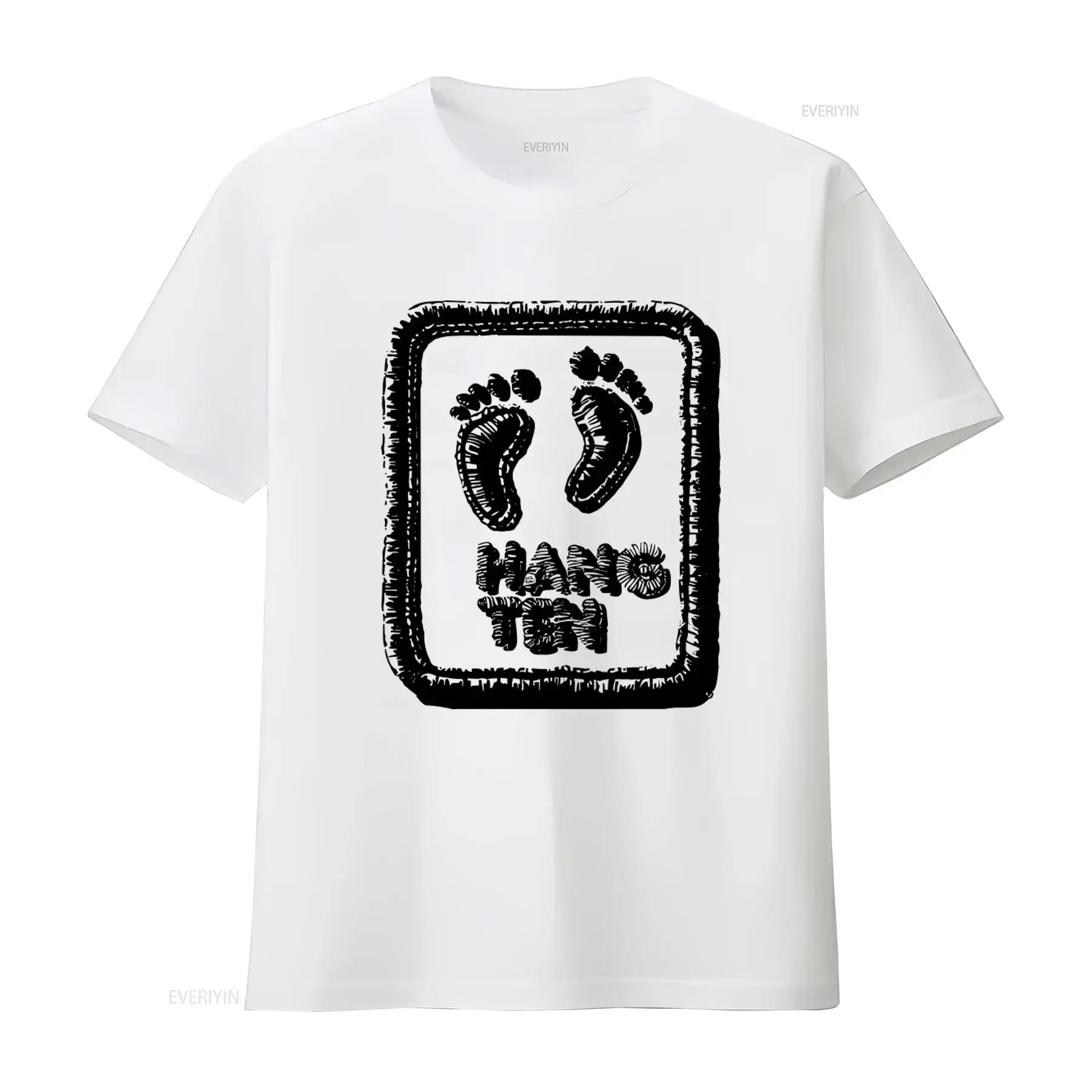 Vintage 90s Hang Ten T Shirt with Retro Footprint Logo Perfect for Surfing Skate Beach Lovers vintage Washed Versatile Stylish