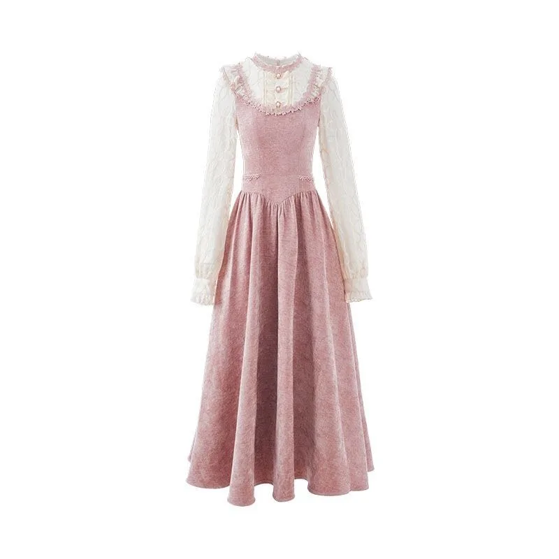 Nouvelle Robe Longue de Soirée Chic Style Palais pour Femme, Effet Deux Pièces Vintage Français, Amincissante et Élégante, Collection Printemps 2026