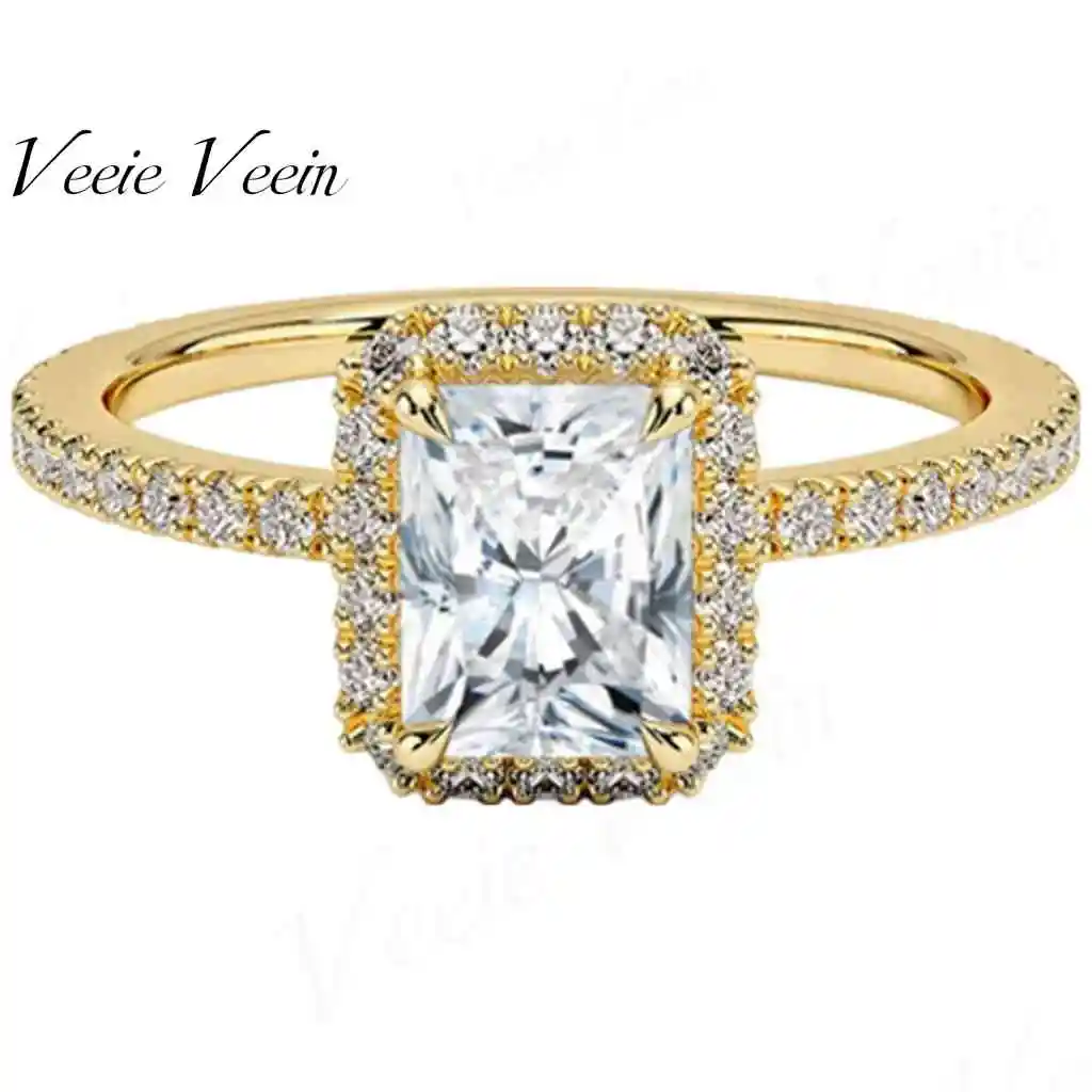 Veeie Veein Jewelry Laboratory Diamond 1ct S925 Sterling Silver Set With Cultured Diamond Ring With Ngtc Certificate 9 10 14k Ye