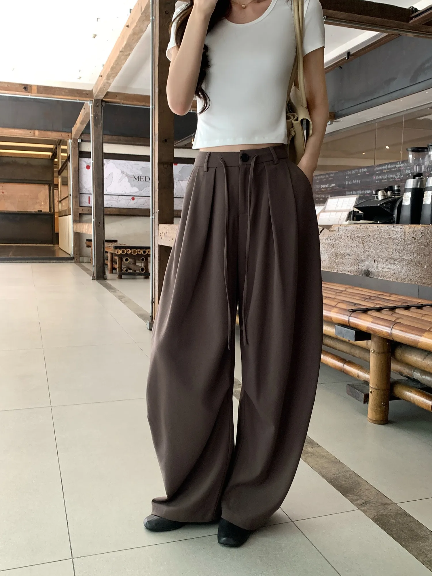 Pusumede Comfortable Wide Leg Casual Pants Women Loose Drapey Design Sensation Paratrooper Long Trousers Easy to Wear
