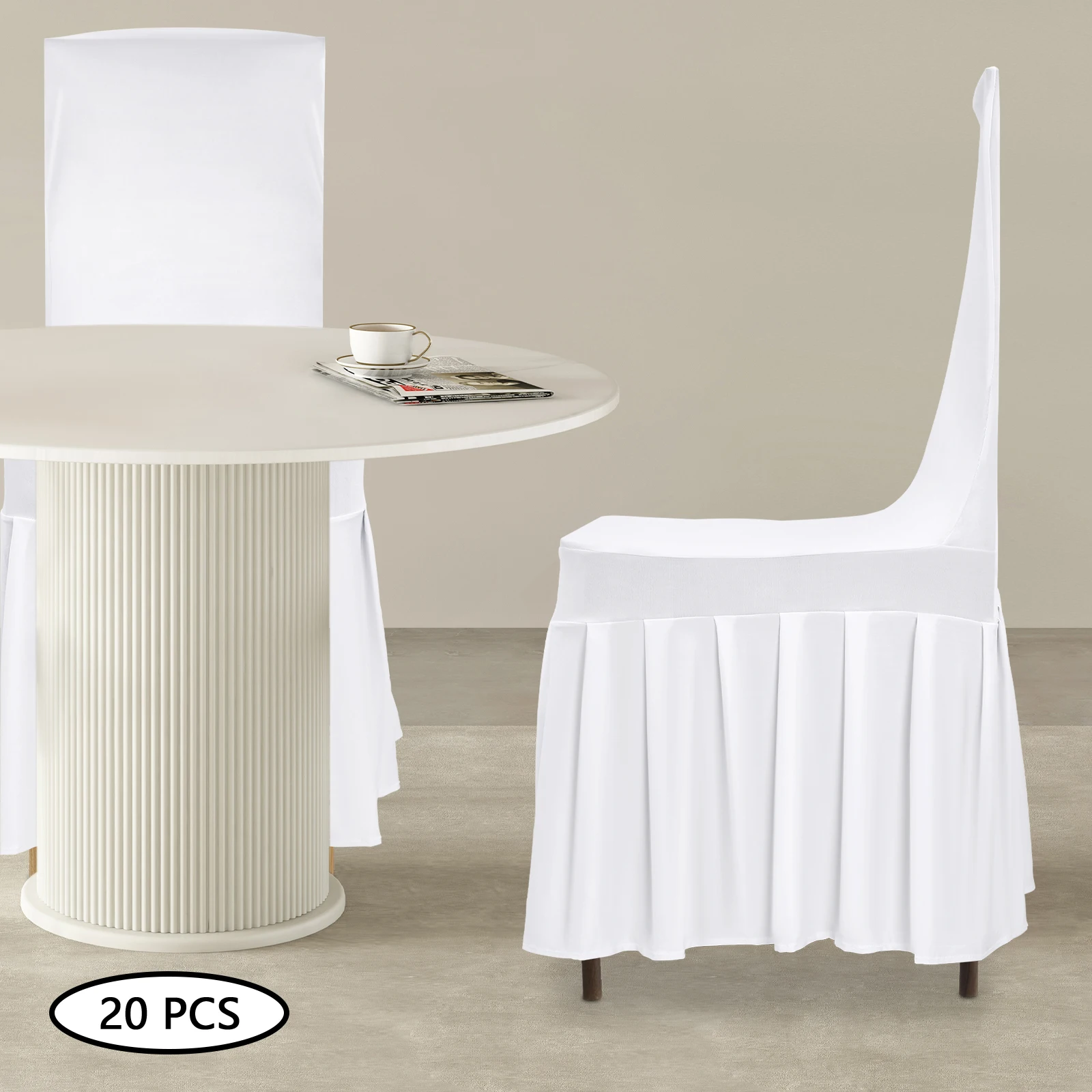 20 قطعة أغطية الكراسي البيضاء دنة مرنة لمط لحفلات الزفاف مأدبة فندق كراسي VIP أغطية الديكور الحديث #2