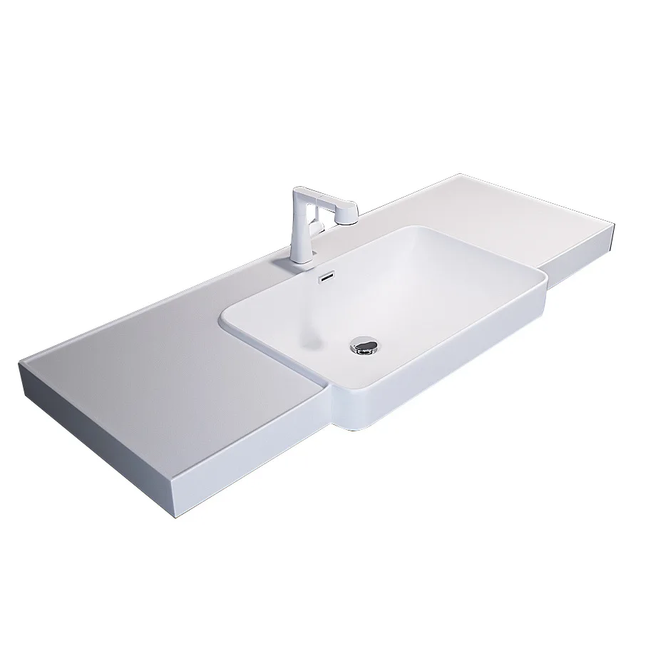 Artificial stone Corian hotel bathroom wash basin washbasin bathroom cabinet rectangular belly basin integrated basin
