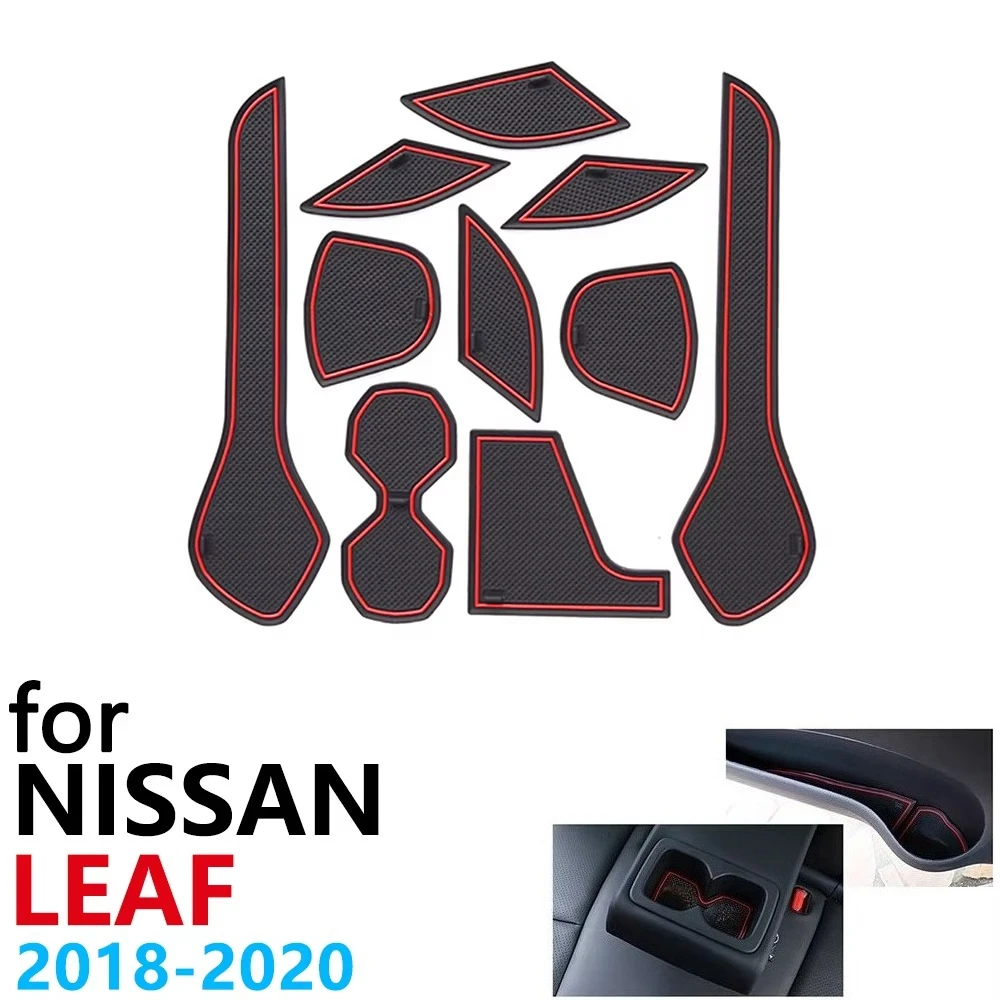 Anti-Slip Rubber Cup Cushion Door Groove Mat For Nissan Leaf ZE1 2018 2019 2020 10Pcs Accessories Car Stickers Mat for Phone