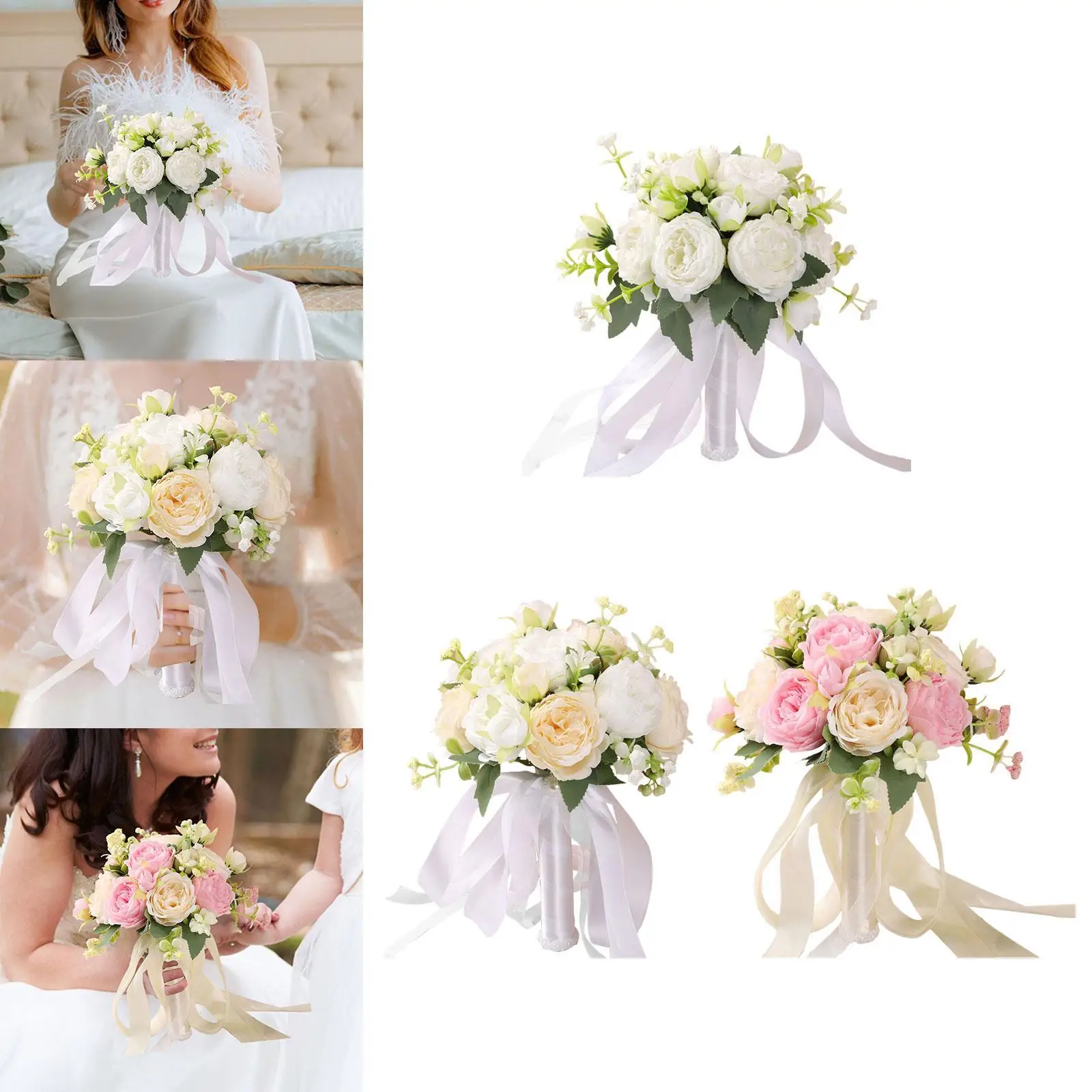 

Silk Roses Bridesmaid Wedding Bouquet for Wedding Church Tossing Bouquet