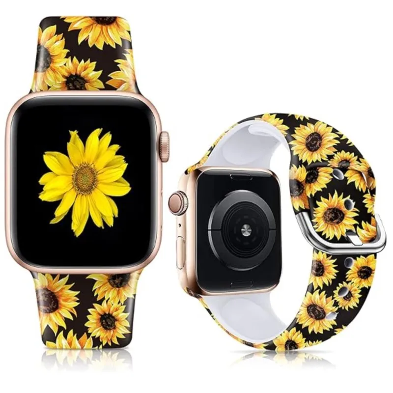 

Glass+Case+printed Strap for Apple Watch Band series 8 7 45mm 44mm 40mm 41mm 42mm 38mm sport Silicone bracelet iwatch 6 5 4 3 SE