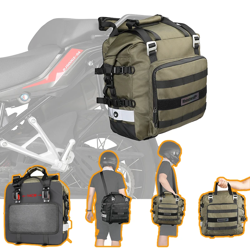 Waterproof Motorcycle Saddlebags Luggage Bags 20L Quick Release for Adventure & Sport Bikes, Black