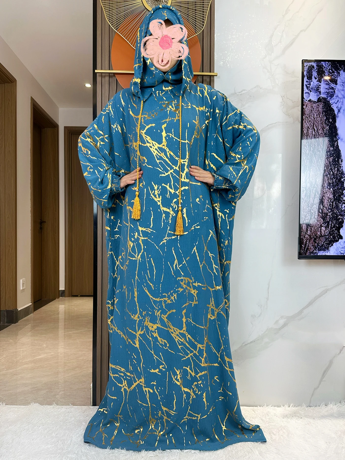 Neue 2024 Ramadan Muslim Zwei Hüte Abaya Dubai Türkei Islam Gebet Kleidungsstück Baumwolle Jacquard Stoff Islam Frauen Kleid Kaftan