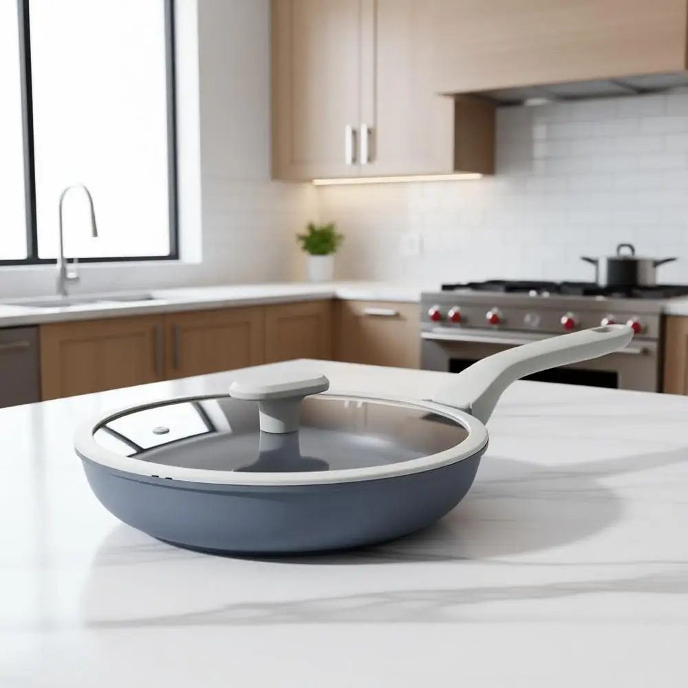 

8-Inch Non-Toxic Nonstick Skillet with Lid, Perfect for Omelets and Eggs, Induction Compatible