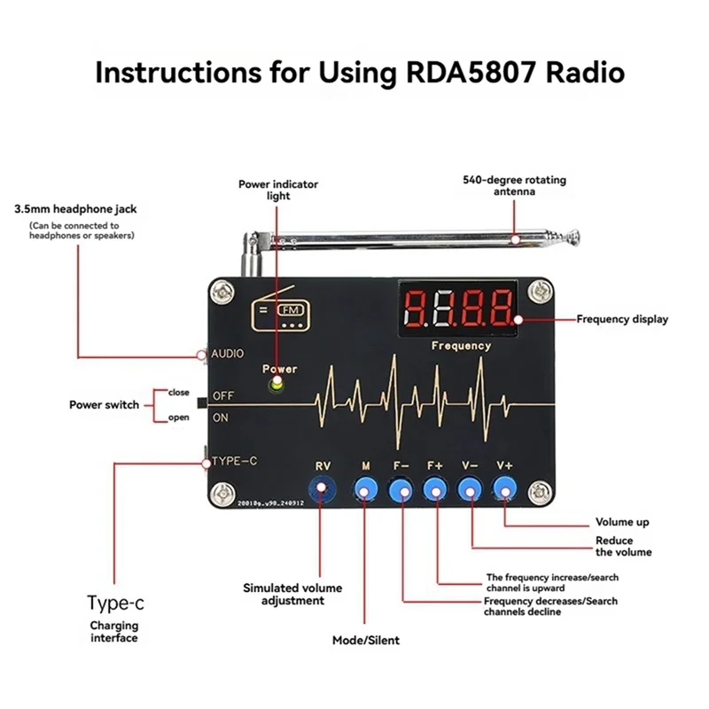 AA60-RDA5807M FM Radio Microcontroller Electronic Kit 87-108Mhz DIY Digital Tube Display Solder Kit DC 5V