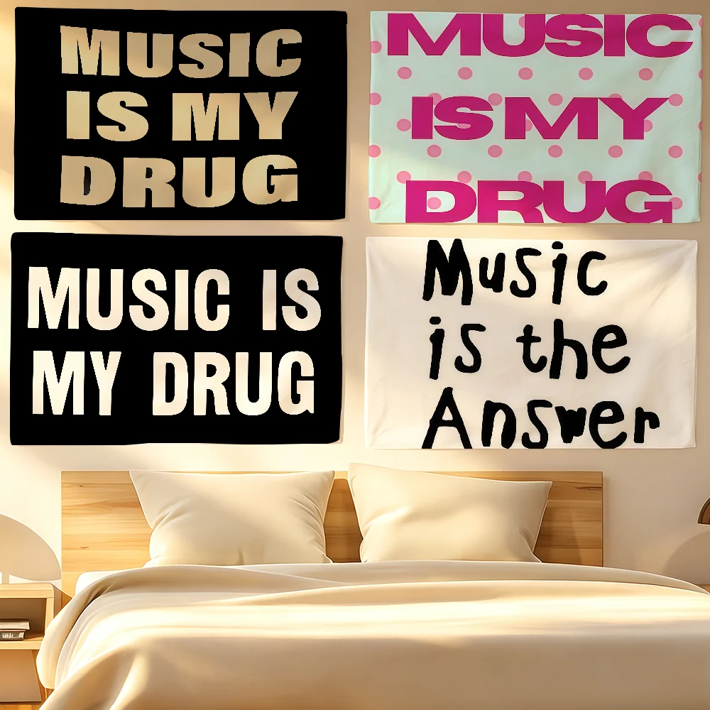 Music Lover MUSIC IS MY DRUG Flag For Sports Matches Games Parade Rally Holiday Festival Backyard Balcony Club Bar Decor