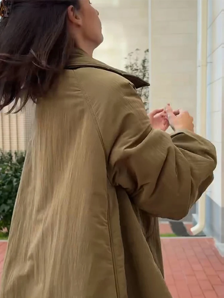 

Lapel Coats For Woman Padded Outwear Loose Warmed Jackets Vintage Winter Tops Trendy Casual Clothes Women's Daily Chic Outfit