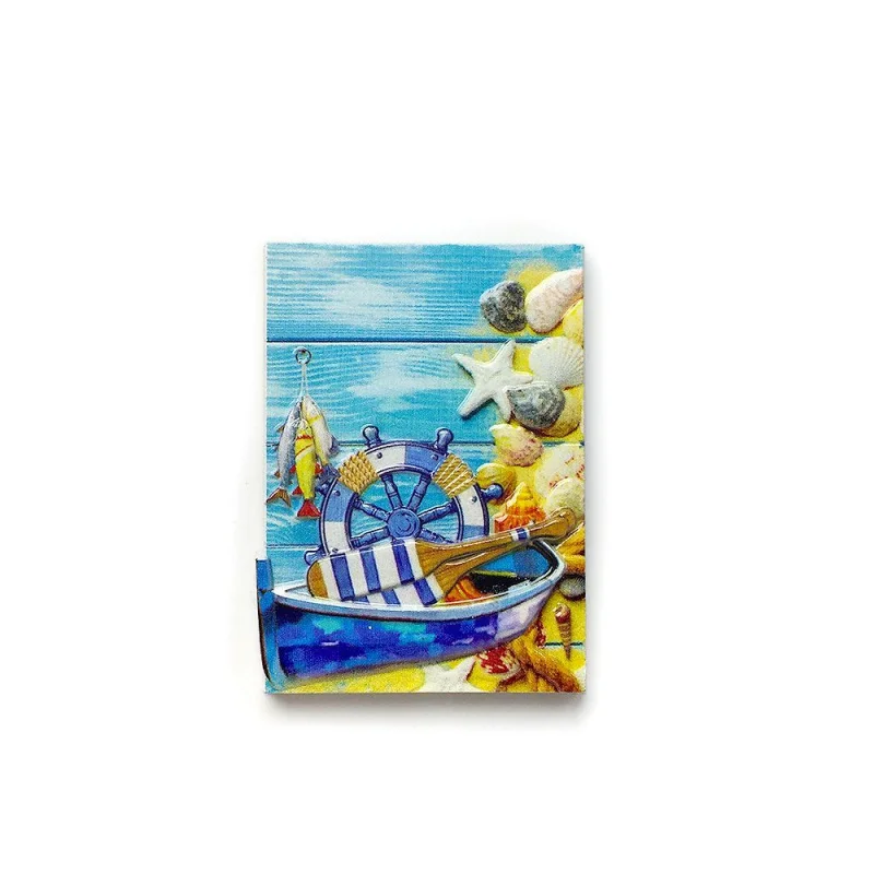 

Blue Boat Tourist Souvenirs Creative Ocean Scenery Decoration Magnetic Refrigerator Stickers Collection