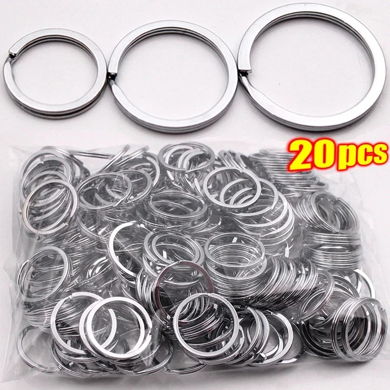 20/40/80/120pcs Stainless Steel Key Rings Polished sliver Round Flat Line Split Keyring for Jewelry Making Keychain DIY Finding