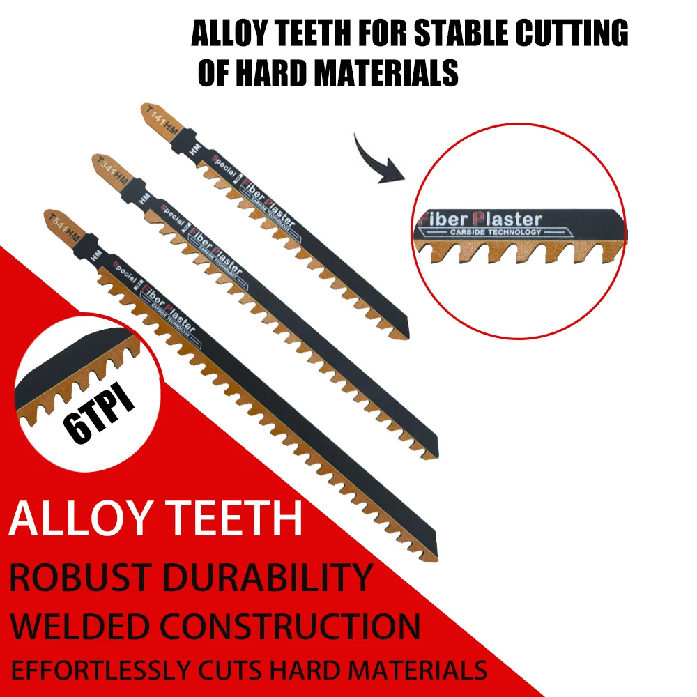 T141HM1 1-Piece 4 In. 6 TPI Carbide-Tipped Special for Fiber and Plaster T-Shank Jig Saw Blades