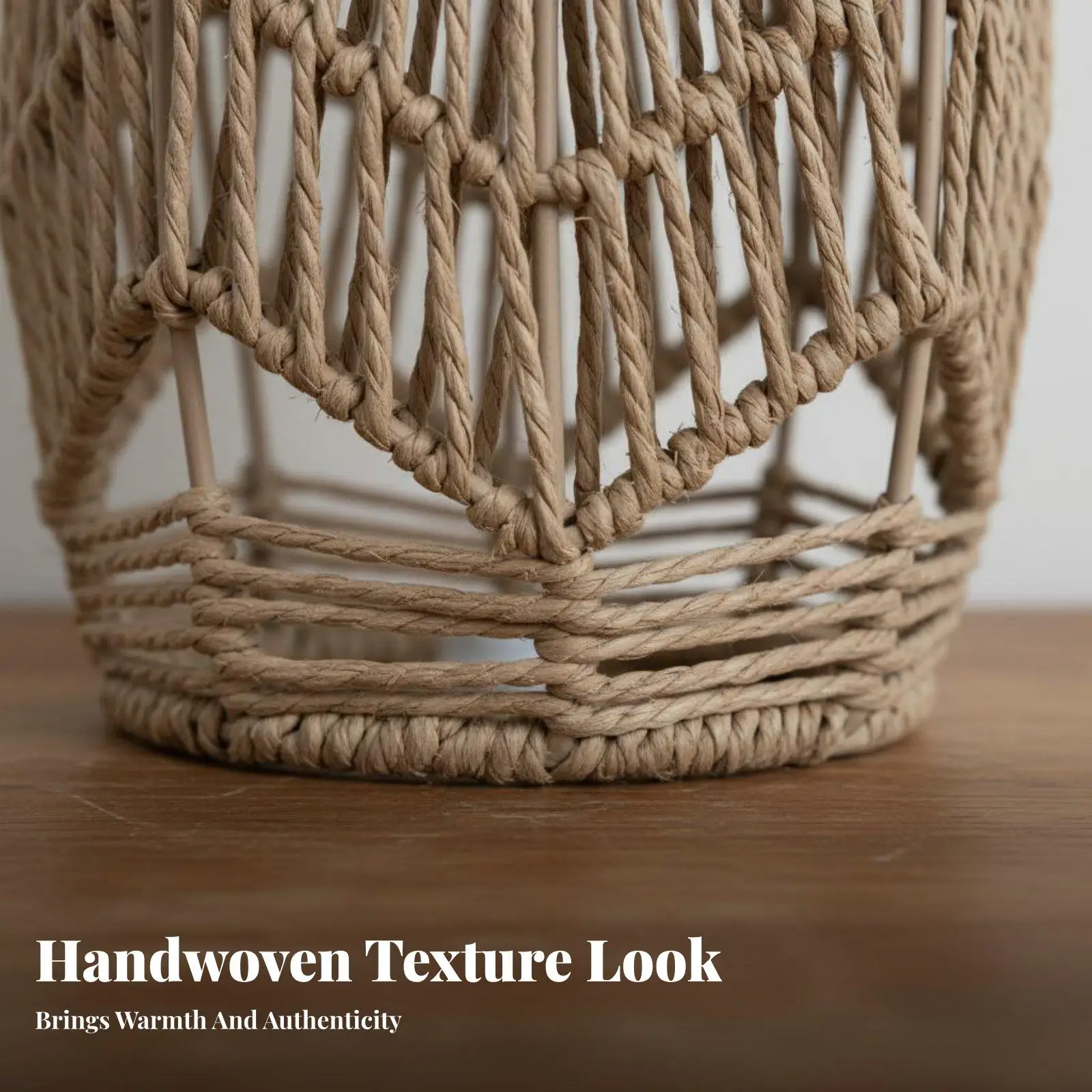 Artisan Paper Rope Pendant Light Cover with Open Weave Pattern for Cafe Hotel Cozy Atmosphere Home Decor