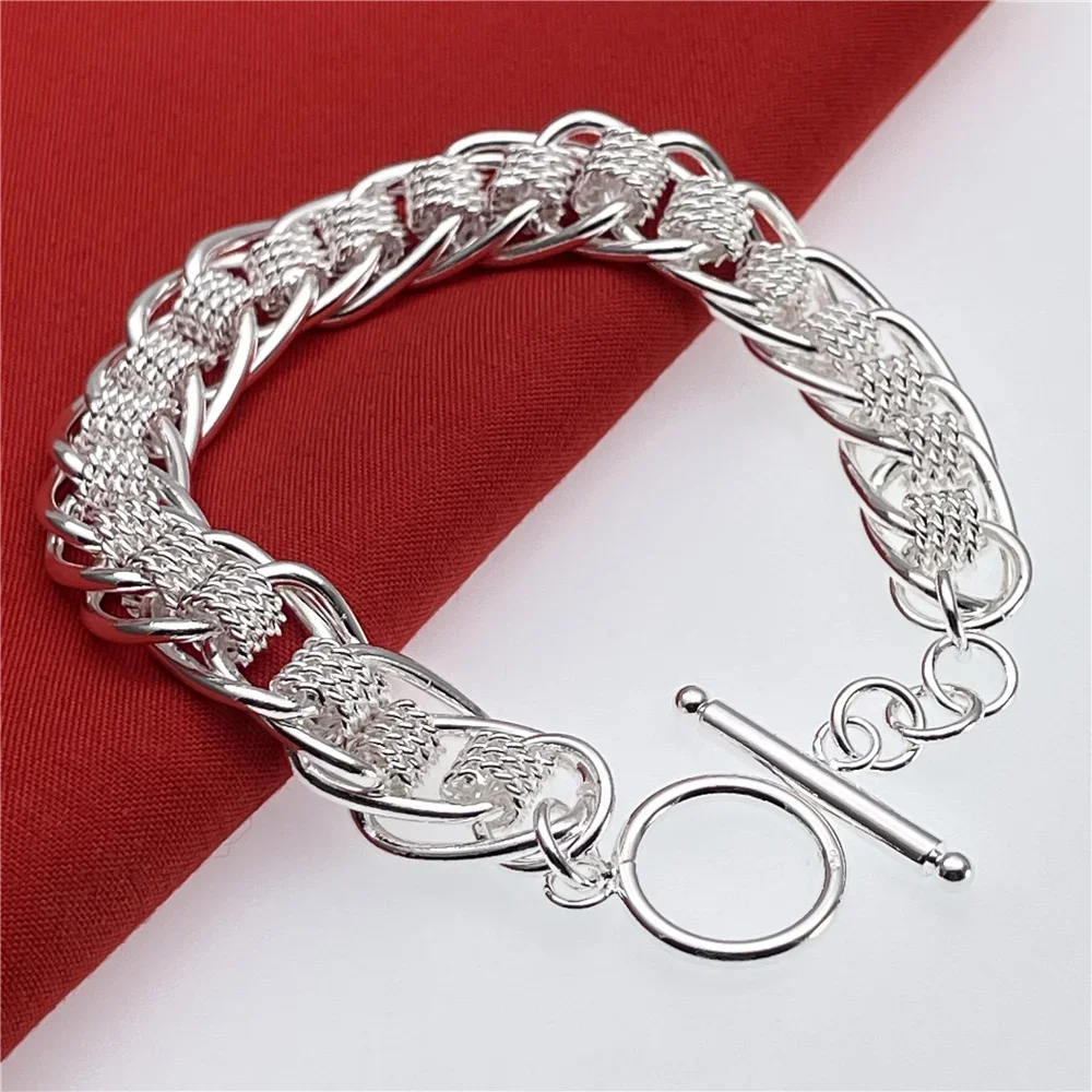 Zhubobo 925 Sterling Silver Double Row Bracelet for Women Wedding Fashion Party Charm Accessories Jewelry Gifts