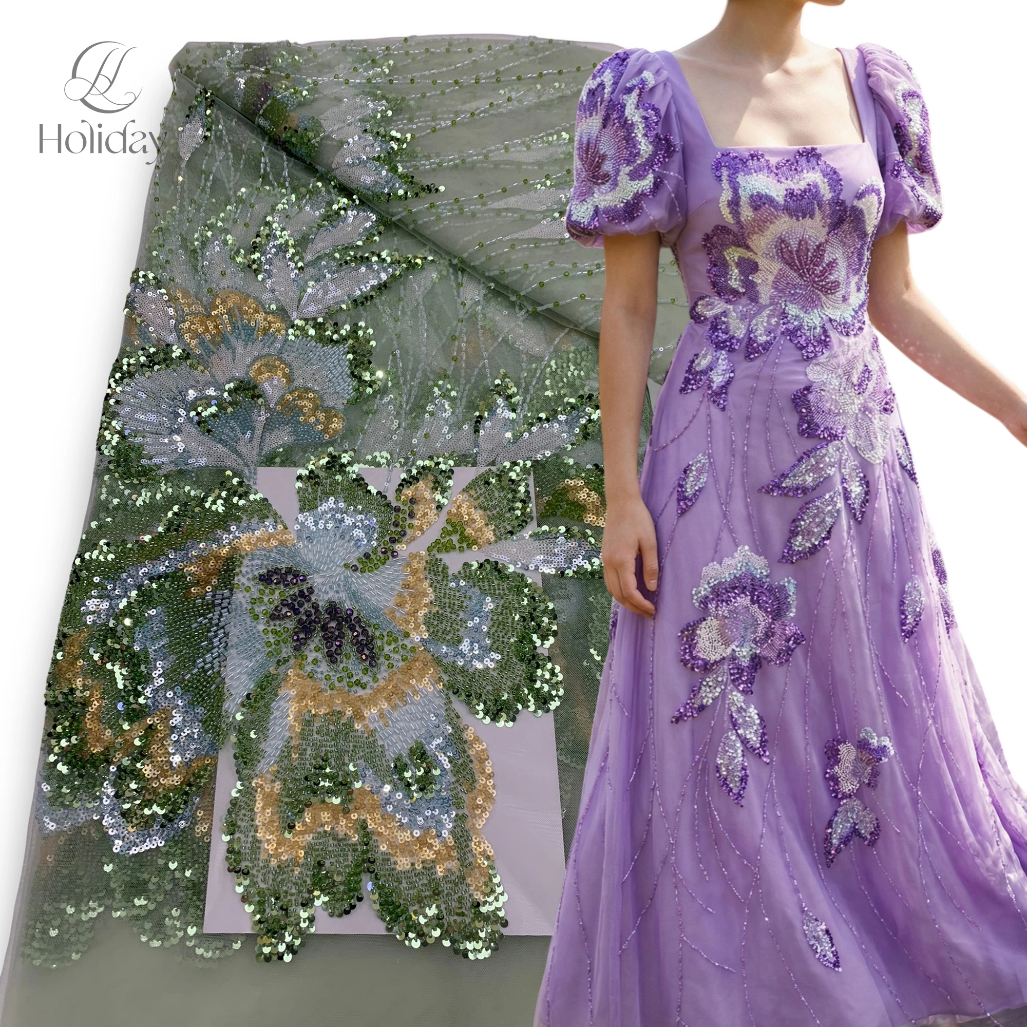 

Роскошная африканская кружевная ткань с бисером, коллекция 2026 года | Нигерийская французская сетчатая ткань с пайетками для свадебных и праздничных платьев G