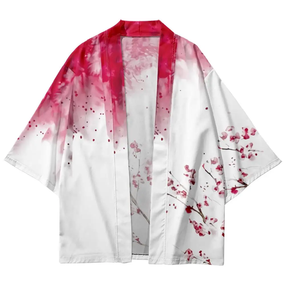 Japanese Kimono Man Vintage Flowers Print Shirt Clothing Harajuku Cardigan for Men Traditional Haori Kimono Women