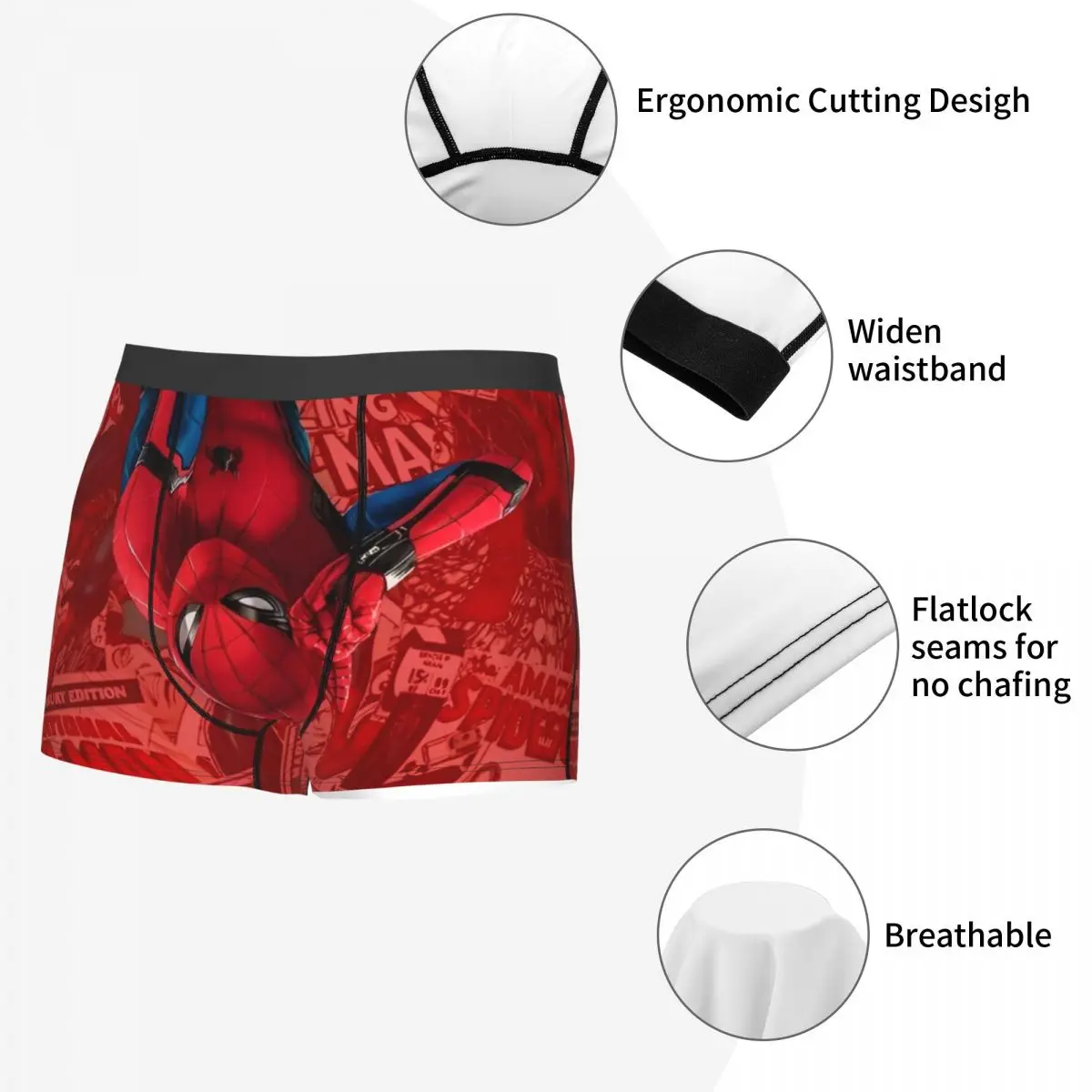 Spider-Man Comic Handsome Cool Boxers Novelty Gift Man Underwear Cartoon Anime Quilt Underpants Cozy Boxer Briefs Accessories