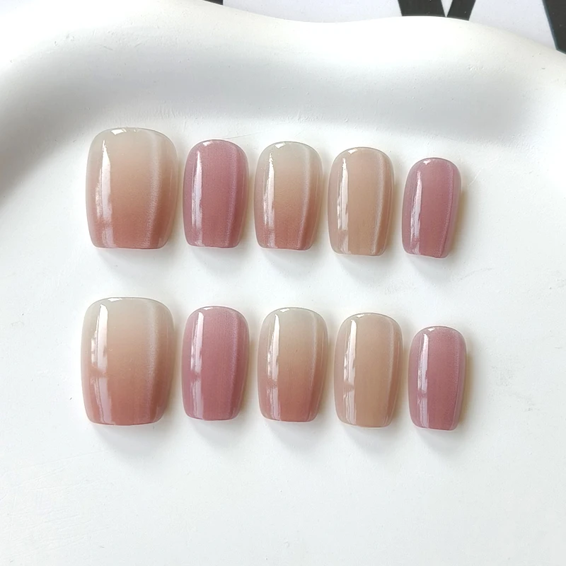 10 Stück Damen Frühlings-Nagelkunst-Chips, Farbverlauf-Nägel zum Aufdrücken, künstliche Nägel, quadratischer Kopf, für Mädchen und Damen, tragbar, abnehmbar, mit Werkzeugset