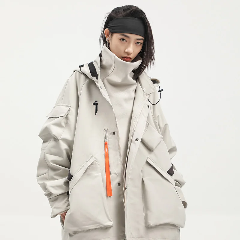 

function wind favors hooded ski-wear, restoring ancient ways men and women loose high street leisure coat