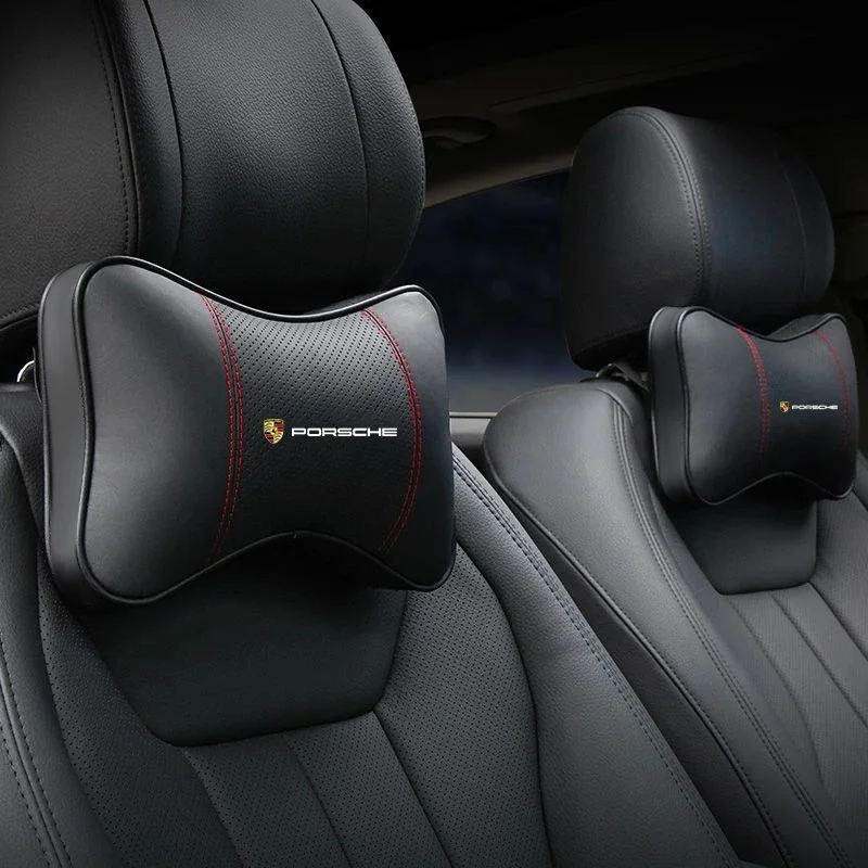 Almohada para el cuello del asiento del coche, cojín de apoyo para reposacabezas, almohadilla de protección para hombros para Porsche Cayenne Panamera Macan 911 718 918 Taycan Boxster