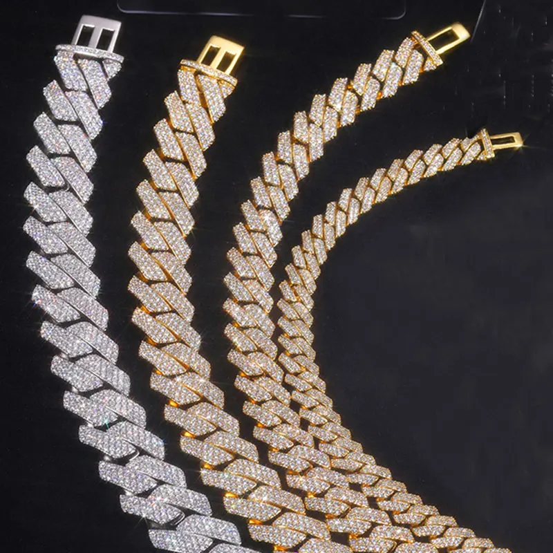 TUHE 12mm-14mm Unisex High Quality Iced Out  Cuban Link Necklace copper cz Men For Men Hip Hop Jewelry